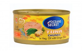 Oceans Secret Tuna Chunks In Veg. Oil With Ginger Slice  Tin  180 grams